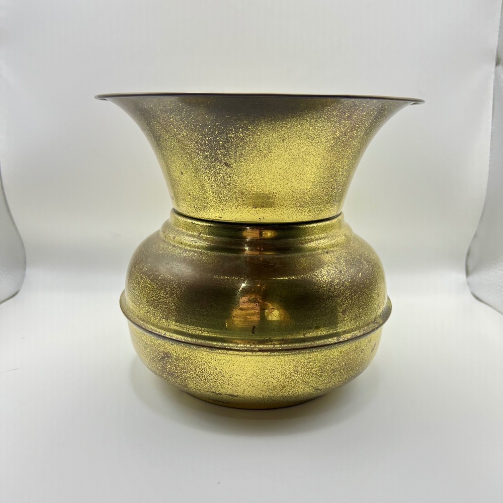 Vintage Brass Spittoon Flared‎ Rim Decorative Metal Vessel Planter Gold Tone